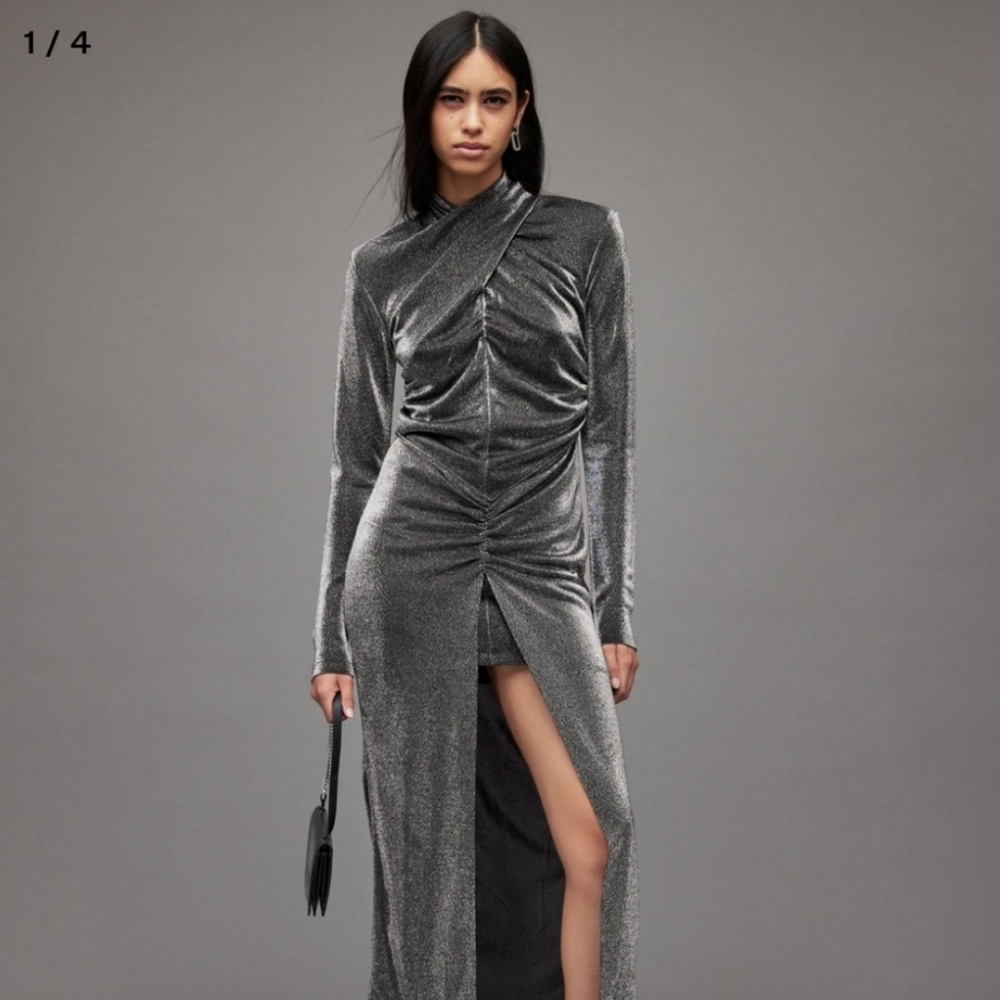 All Saints Gray Velvet Dress